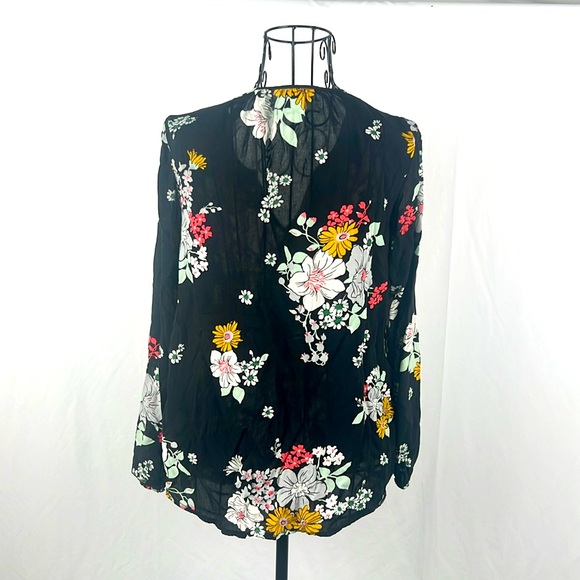 Old Navy Floral Blouse Multicolor XS Long‎ Sleeve V-Neck Lightweight Flows - Picture 4 of 8